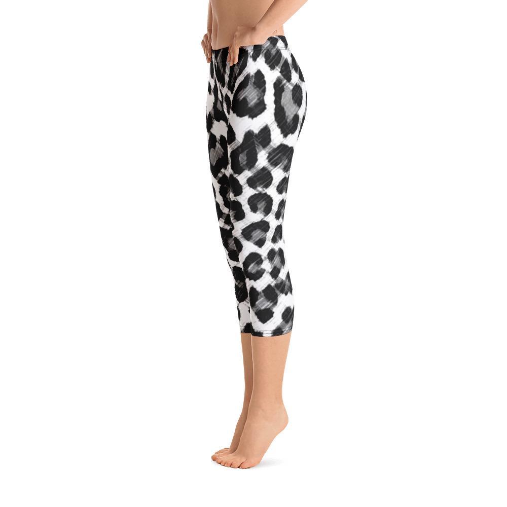 Black & White Leopard - Capri Leggings