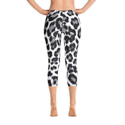 Black & White Leopard - Capri Leggings